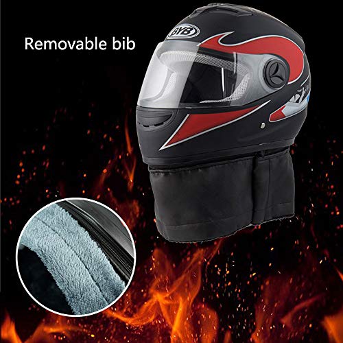 Braceletlxy Casco de Moto de Calle de Cara Completa con Bufanda de Cuello de Invierno extraíble + Viseras antivaho, Trajes de Ciclismo de Motocross para Hombres y Mujeres, certificación Dot (Black)