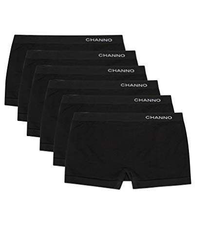 Bragas Culotte Shorts de Lycra Sin Costuras Suaves y Cómodos (Pack de 6) (Negro, S-M)