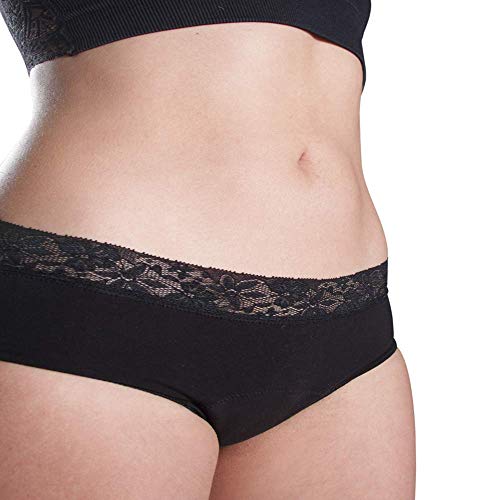 Bragas Menstruales Flujo Abundante y Ligera, Culota Higiene Absorbente, Negro , M