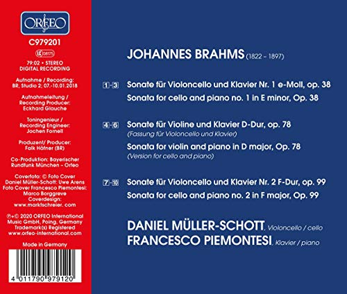 Brahms : Sonates pour violoncelle n° 1 et 2. Müller-Schott, Piemontesi.