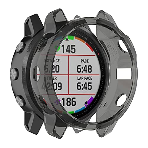 Braleto Estuche para Garmin Fenix 6s, Paquete de 2 Protectores Estuche Delgado Funda de TPU Transparente para Garmin Fenix 6s [Negro + Transparente]