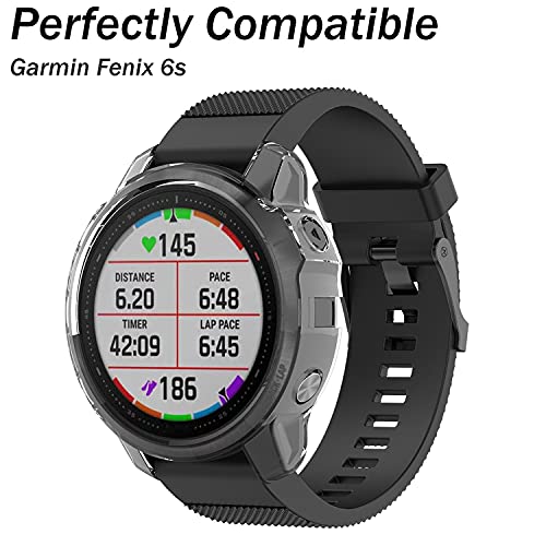 Braleto Estuche para Garmin Fenix 6s, Paquete de 2 Protectores Estuche Delgado Funda de TPU Transparente para Garmin Fenix 6s [Negro + Transparente]