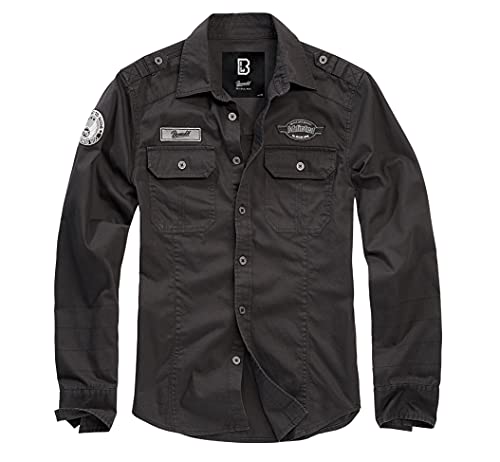 Brandit Luis-Camiseta Vintage Camisa, Negro, XXL para Hombre