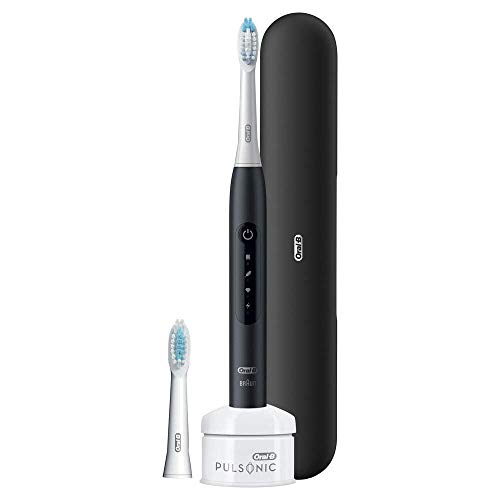 Braun Oral-B 4210201305736 Pulsonic Slim Luxe 4500 - Cepillo de dientes eléctrico para encías más sanas en 4 semanas, con programa Sensitiv, estuche de viaje premium, color negro