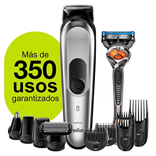 Braun Recortadora de Barba 10 en 1, Máquina de Cortar Pelo, Depiladora Corporal Hombre, MGK 7220, Gris