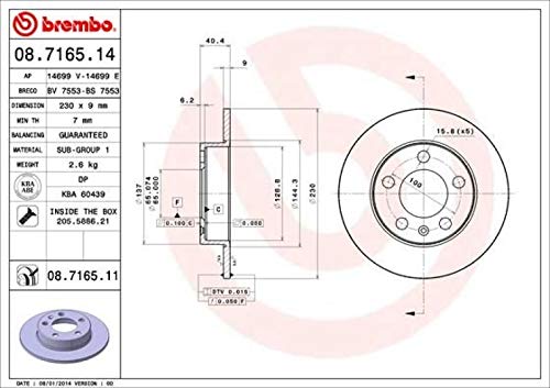 Brembo 08716511 Discos de Freno con Recubrimiento UV, Set de 2