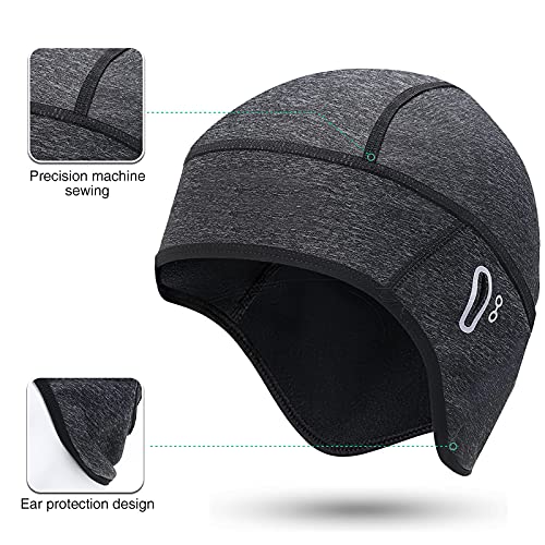 BRGOOD Gorro Ciclismo, Gorro Ciclismo Bajo Casco, Forro a Prueba de Viento Gorro Running Invierno para Hombre, Gorros Deporte al Aire Libre Térmico de Ciclistas, Apto para Cascos, Moto, Esquí (Negro)