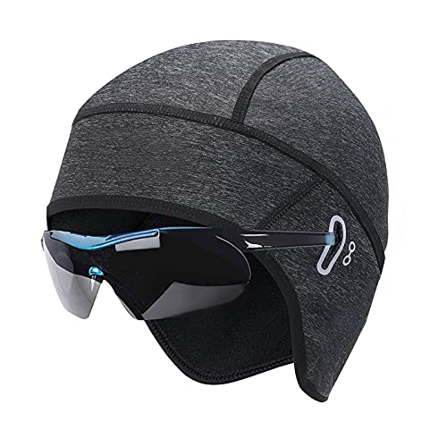 BRGOOD Gorro Ciclismo, Gorro Ciclismo Bajo Casco, Forro a Prueba de Viento Gorro Running Invierno para Hombre, Gorros Deporte al Aire Libre Térmico de Ciclistas, Apto para Cascos, Moto, Esquí (Negro)