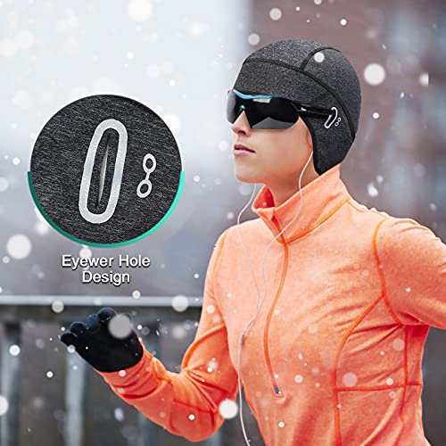 BRGOOD Gorro Ciclismo, Gorro Ciclismo Bajo Casco, Forro a Prueba de Viento Gorro Running Invierno para Hombre, Gorros Deporte al Aire Libre Térmico de Ciclistas, Apto para Cascos, Moto, Esquí (Negro)