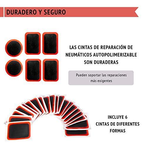 BRICOMIRAS Kit Antipinchazos Coche - Kit De Reparacion De Neumáticos para Coche, Moto, Bicicleta - Caja Incluida con Todas Las Herramientas - para Todo Tipo De Neumáticos