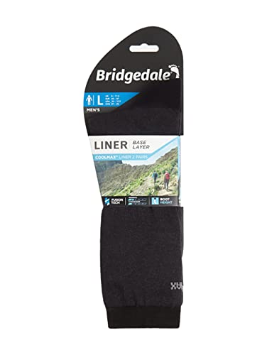 Bridgedale Liner Base Layer Coolmax Liner Boot Calcetines, Unisex adulto, Negro, Única