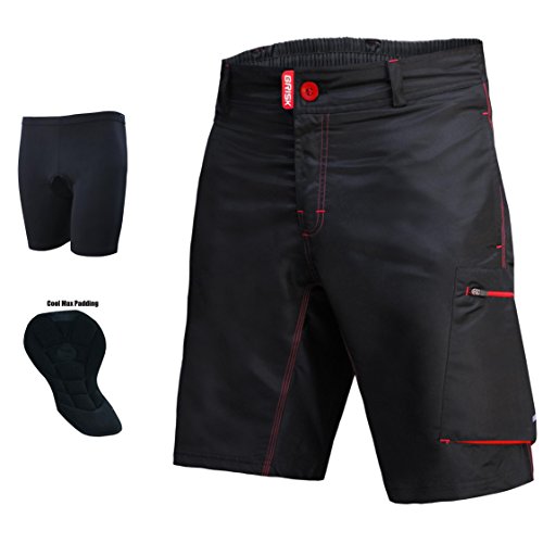 Brisk Bike MTB Padded Shorts Model Padded MTB Shorts Red Black (L)