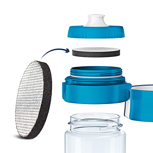 BRITA Botella filtrante Azul- Filtro Tecnología MicroDisc, Óptimo sabor para disfrutar en cualquier lugar, Botella de Agua sin BPA, 0.6 litros