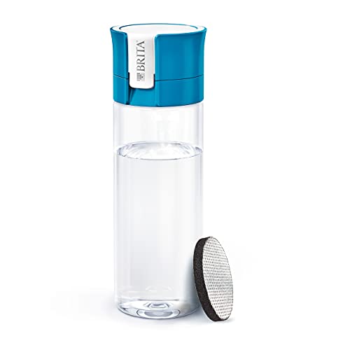 BRITA Botella filtrante Azul- Filtro Tecnología MicroDisc, Óptimo sabor para disfrutar en cualquier lugar, Botella de Agua sin BPA, 0.6 litros