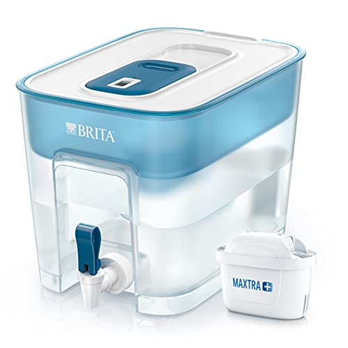 BRITA depósito Flow – Dispensador de Agua Filtrada con 1 cartucho MAXTRA+, Filtro de agua BRITA que reduce la cal y el cloro, Agua filtrada para un sabor óptimo, 8.2L