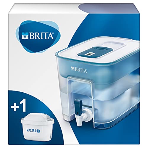 BRITA depósito Flow – Dispensador de Agua Filtrada con 1 cartucho MAXTRA+, Filtro de agua BRITA que reduce la cal y el cloro, Agua filtrada para un sabor óptimo, 8.2L