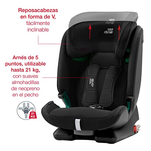 Britax Römer Silla Coche Advansafix M I-Size Evolutiva con Anclaje Isofix, Niño de 76 a 150 cm, Grupo 1/2/3 de 15 Meses a 12 Años, Cosmos Black