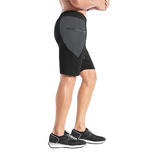 BROKIG Shorts Deportivos para Hombres, Pantalones Cortos Deportivos de Entrenamiento para Correr con Bolsillos con Cremallera