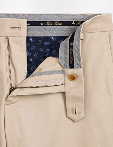 BROOKS BROTHERS Chino Supima Pieceddyed Soho Fit Pantalones, Beige (Light Beige 275), 46 (Talla del Fabricante: 34 34) para Hombre