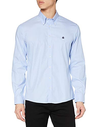 BROOKS BROTHERS SPT Ml Ni Stretch Pinpoint Solid Milano Camisa Casual, Azul (LtBlue 400), XX-Large (Talla del Fabricante: XXL-) para Hombre