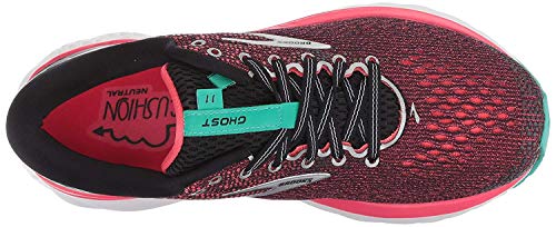 Brooks Ghost 11, Zapatillas de Running Mujer, Multicolor (Black/Pink/Aqua 017), 41 EU