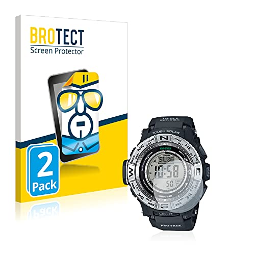 BROTECT Protector Pantalla Compatible con Casio Pro Trek PRW-3500-1 Protector Transparente (2 Unidades) Anti-Huellas