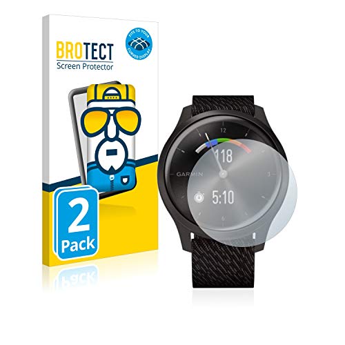 BROTECT Protector Pantalla Completa Compatible con Garmin vivomove Style (42 mm) (2 Unidades) 3D Curvo