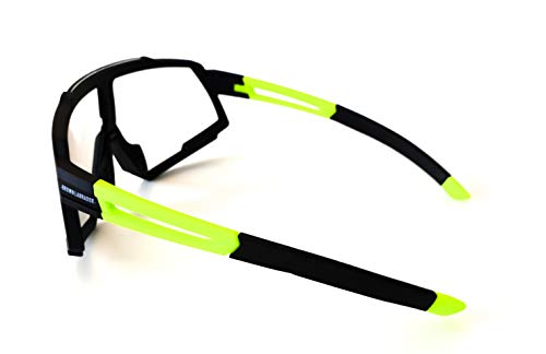 Brown Labrador Gafas Ciclismo polarizadas, fotocromáticas con 6 Lentes Intercambiables UV 400. Gafas Deportivas, Running Trail Running, Ciclismo BTT, para Hombre y Mujer (Black Yellow - by)