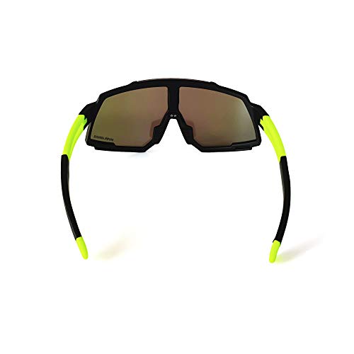 Brown Labrador Gafas Ciclismo polarizadas, fotocromáticas con 6 Lentes Intercambiables UV 400. Gafas Deportivas, Running Trail Running, Ciclismo BTT, para Hombre y Mujer (Black Yellow - by)