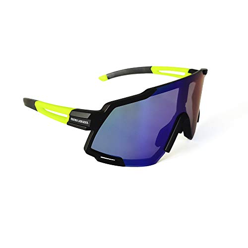 Brown Labrador Gafas Ciclismo polarizadas, fotocromáticas con 6 Lentes Intercambiables UV 400. Gafas Deportivas, Running Trail Running, Ciclismo BTT, para Hombre y Mujer (Black Yellow - by)