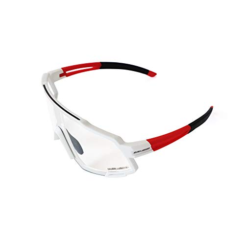 Brown Labrador Gafas fotocromaticas Ciclismo, Running Trail Running, BTT, Triatlon para Hombre y Mujer (White Red Black - WR)