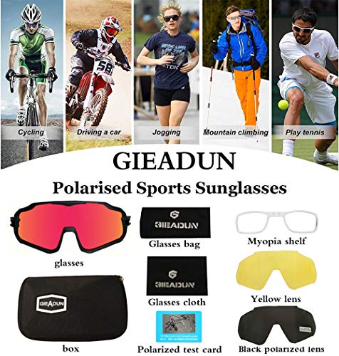 BRZSACR Gafas de Ciclismo Polarizadas con 3 Lentes Intercambiables gafas mtb gafas deportivas hombre Mujeres UV 400 Anti Viento para ciclismo, conducir, correr