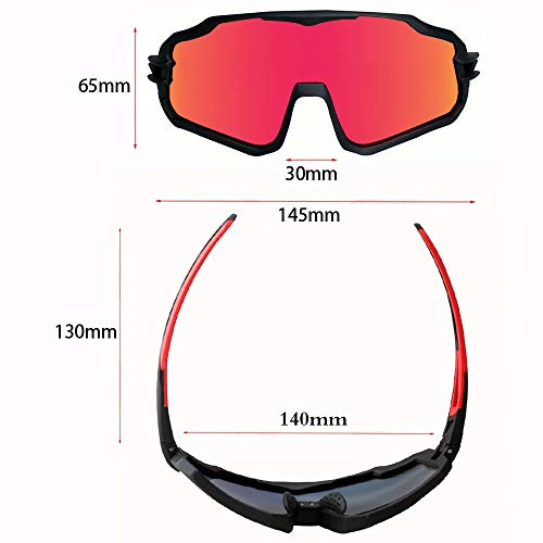 BRZSACR Gafas de Ciclismo Polarizadas con 3 Lentes Intercambiables gafas mtb gafas deportivas hombre Mujeres UV 400 Anti Viento para ciclismo, conducir, correr