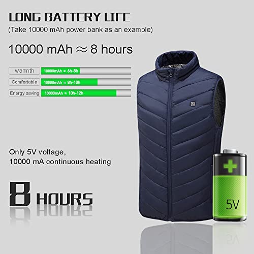 Bseical Ropa Calefactable USB, Chaleco Calefactable Hombre/Mujer, Chaquetas con Calefaccion Moto, Eléctrico Chaleco Calefactor Temperatura Ajustable Lavable para Camping Caza Pesca Trabajo Chaqueta