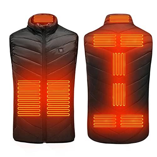 Bseical Ropa Calefactable USB, Chaleco Calefactable Hombre/Mujer, Chaquetas con Calefaccion Moto, Eléctrico Chaleco Calefactor Temperatura Ajustable Lavable para Camping Caza Pesca Trabajo Chaqueta