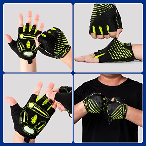 BTNEEU Guantes Ciclismo Medio Dedo Guantes Bicicleta Montaña, Guantes Ciclismo Verano Guantes MTB Gel Antideslizante Transpirable, Guantes Cortos Ciclismo Carretera para Hombre y Mujer (Verde, S)