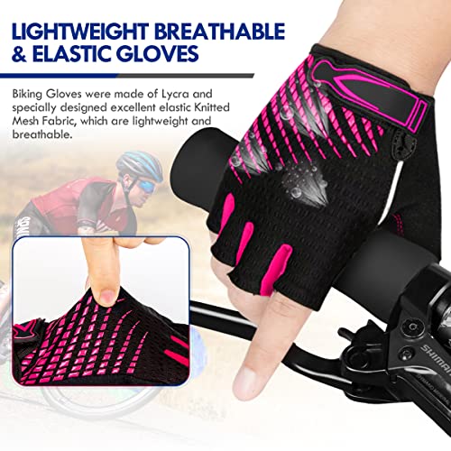 BTNEEU Guantes Ciclismo Medio Dedo Guantes Bicicleta Montaña, Guantes Ciclismo Verano Guantes MTB Gel Antideslizante Transpirable, Guantes Cortos Ciclismo Carretera para Hombre y Mujer (Rosa, S)