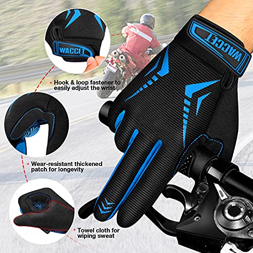 BTNEEU Guantes de Ciclismo Hombre Guantes Bicicleta Montaña de Dedo Completo con Pantalla Táctil Guantes Ciclismo Mujer Gel Antideslizante Transpirable Guantes MTB Largos Guantes Deportivo (Azul, L)