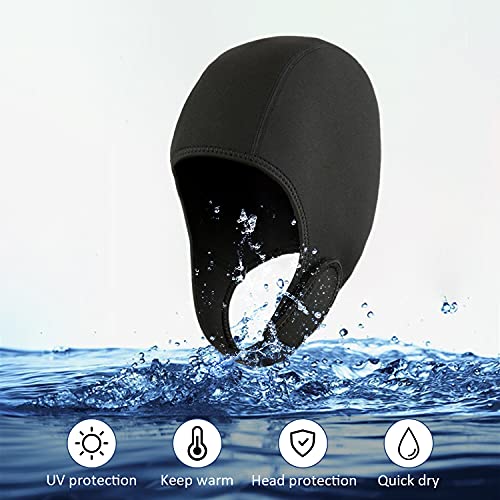 BTONGE Gorro de natación unisex de neopreno y nailon con correa para la barbilla, gorro de natación ajustable para hombres y mujeres, para surf, esnórquel, piragüismo, natación de invierno