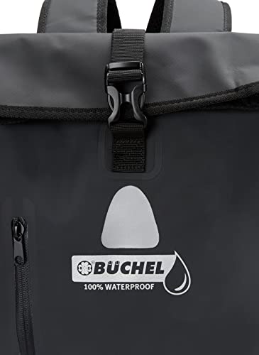 Büchel 81519001 81519001-Bolsa portaequipajes con función de Mochila, 100% Impermeable, con Correa y Bolsillo Delantero, Color Negro, Unisex Adulto, 18