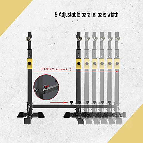 Bueuwe Estante de Barra con Pesas Ajustable para Barbell,Squat Rack Stand Gym para Fitness,Soporte para Barras de Pesas bastidores de Peso Estante de Barra,MAX Cargar 550 Lbs (A-Yellow)