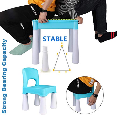 burgkidz Silla de plástico para niños, Duradera y Liviana, Asiento de 9.3"de Altura, Uso en Interiores o Exteriores, Azul