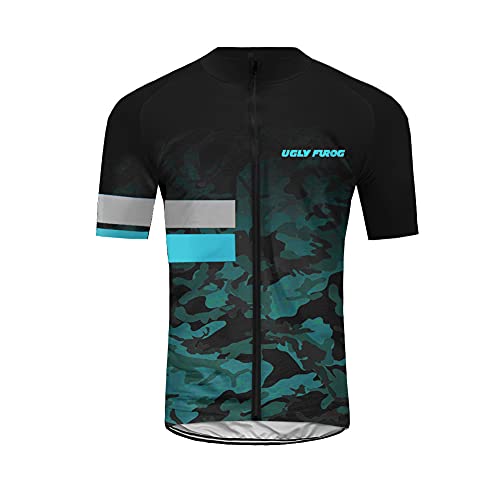 BurningBikewear Maillot Ciclismo Hombre Verano Camiseta Bicicleta Manga Corta 100% Poliéster con Tiras Reflexivas Silicona Antideslizante