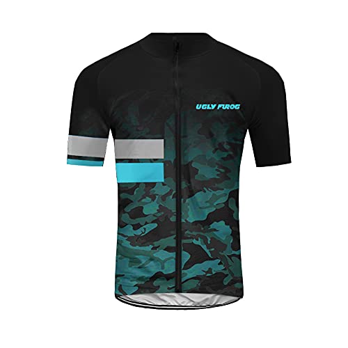 BurningBikewear Maillot Ciclismo Hombre Verano Camiseta Bicicleta Manga Corta 100% Poliéster con Tiras Reflexivas Silicona Antideslizante