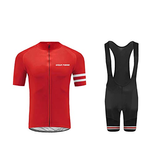 BurningBikewear Uglyfrog Ropa Conjunto Traje Equipacion Ciclismo Hombre Verano con 20D Acolchado De Gel, Maillot Ciclismo + Pantalon/Culote Bicicleta para MTB Ciclista Bici