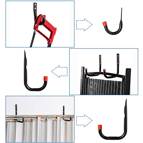BUZIFU Ganchos para Colgadores de Garaje, 6 unids Soportes Ganchos Universales de Pared de Gran Tamaño con Tornillos, para Colgar Cualquier Cosa que Quieras, Cocina/Trastero/Garaje/Baño/Jardín(S/M/L)