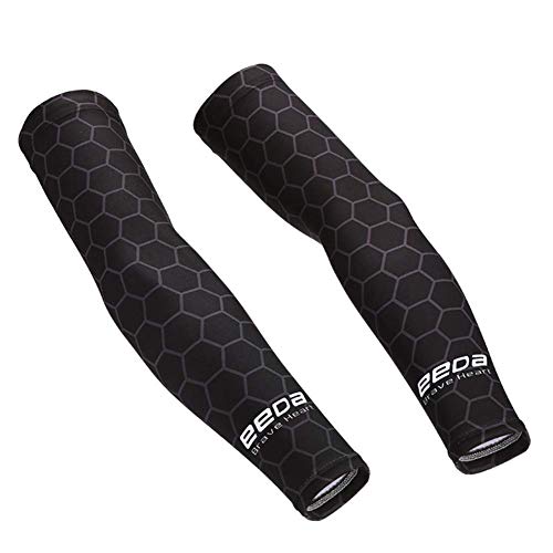 Bwiv Unisex Manguitos del Brazo para Deportes Anti UV UPF 40+ en Forma de Panal Manguitos refrescantes para Actividades al Aire Libre 1 par Negro M