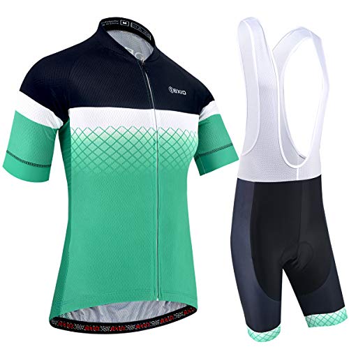 BXIO Conjunto Ciclismo Hombre, Manga Corta y Pantalones Cortos Acolchados, Gel 5D Ropa Ciclismo Transpirable Secado rápido