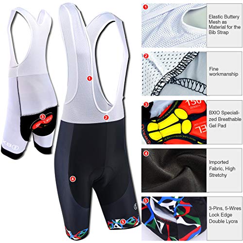 BXIO Conjuntos de Ciclismo para Hombre Jerseys de Ciclismo de Moda Transpirables Rojos 5D Gel Pad Bib Shorts Shorts de Secado rápido MTB Cycle Wear Mangas Cortas 213 (Red(213,Bib Shorts), L)