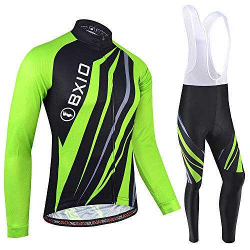 BXIO Ropa Ciclismo Hombre Invierno, Maillot Ciclismo Manga Larga y Térmico con Cremallera Completa, Pantalones Ciclismo, Mallas Trajes Bicicleta Bicicleta Montaña